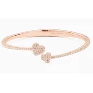 Kate Spade Yours Truly Heart Pave Open Hinge Cuff Bracelet Rose Gold O0R0015 NWT